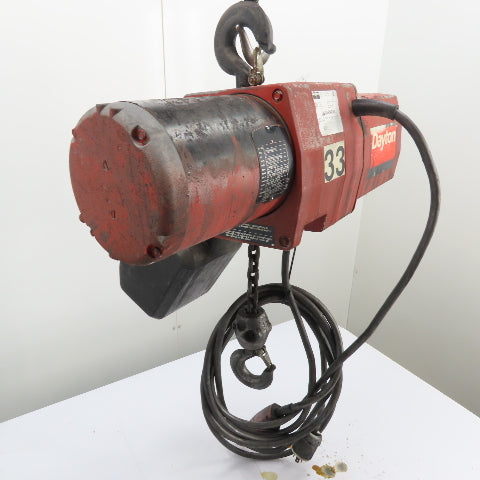 Dayton 3YB76 1 Ton 2000Lb Electric Chain Hoist 20' Lift 16 FPM 230/460V 3Ph
