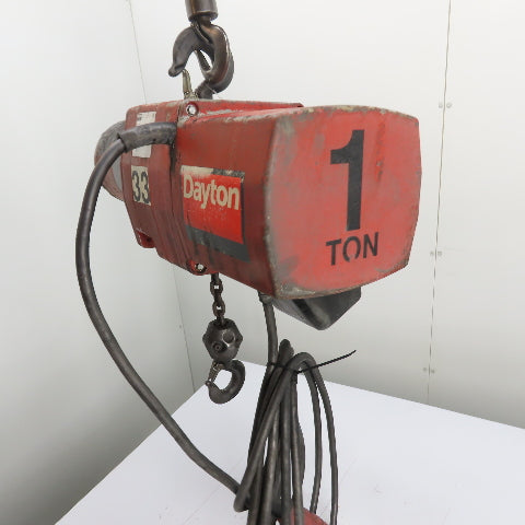Dayton 3YB76 1 Ton 2000Lb Electric Chain Hoist 20' Lift 16 FPM 230/460V 3Ph