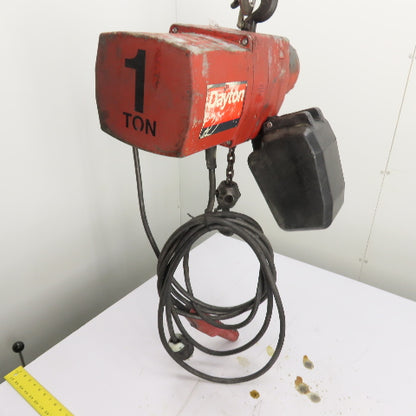 Dayton 3YB76 1 Ton 2000Lb Electric Chain Hoist 20' Lift 16 FPM 230/460V 3Ph