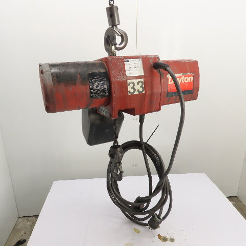 Dayton 3YB76 1 Ton 2000Lb Electric Chain Hoist 20' Lift 16 FPM 230/460V 3Ph