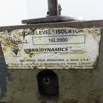 Vibro/Dynamics 16L2000 Micro Level Isolator Machine Mount Pad 16.3x13.3" Lot/4
