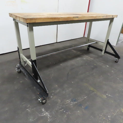 72" x 24" Butcher Block Top Rolling Work Station Desk Assembly Table 37" Tall