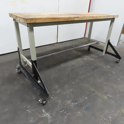 72" x 24" Butcher Block Top Rolling Work Station Desk Assembly Table 37" Tall