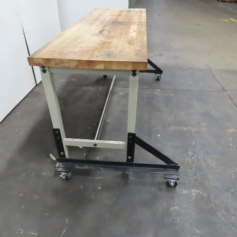 72" x 24" Butcher Block Top Rolling Work Station Desk Assembly Table 37" Tall