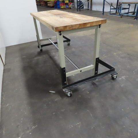 72" x 24" Butcher Block Top Rolling Work Station Desk Assembly Table 37" Tall