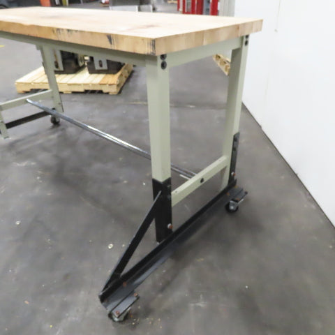 72" x 24" Butcher Block Top Rolling Work Station Desk Assembly Table 37" Tall