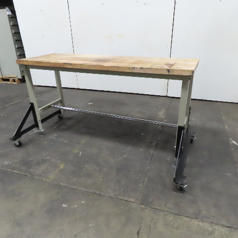 72" x 24" Butcher Block Top Rolling Work Station Desk Assembly Table 37" Tall