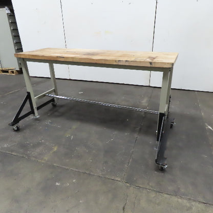 72" x 24" Butcher Block Top Rolling Work Station Desk Assembly Table 37" Tall