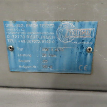 Zyklomat AKBF-R 45/710 120 Gallon Compact Belt Filter 2.20kW 480V 3Ph 200l/min