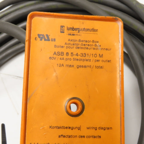 Lumberg ASB 8 5-4-331/10 M 8-Port 5-Pole M12 Actuator-Sensor Box 60V 12A 10m