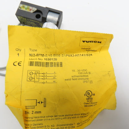 Turck Ni2-BTM-0,16-BDS-2AP6X3-H1141/S34 Proximity Sensor 2mm Sn 10-30VDC M12
