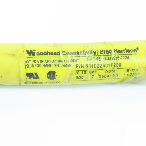 Woodhead 301002A01F200 10-Pin Multi-Conductor Cable Assembly 16 AWG 7A 600V 13'