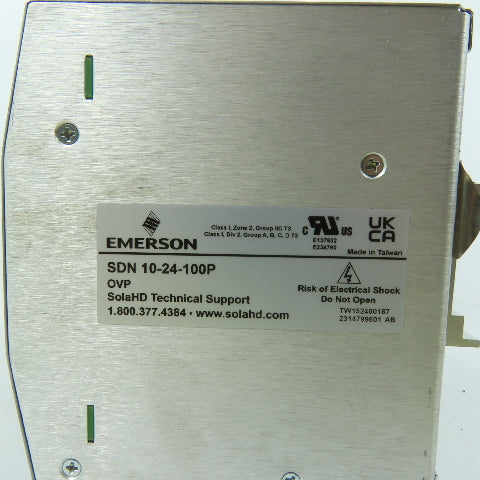 Sola / Emerson SDN 10-24-100P SDN DIN Rail Switching Power Supply 24VDC 10A 240W