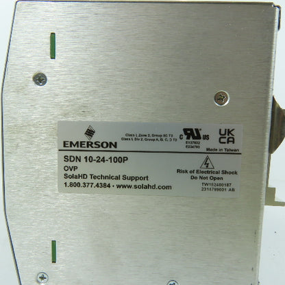 Sola / Emerson SDN 10-24-100P SDN DIN Rail Switching Power Supply 24VDC 10A 240W