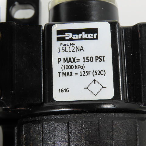 Parker 15L12NA 1/4" NPT FRL Filter Regulator Lubricator Combo 150 PSI