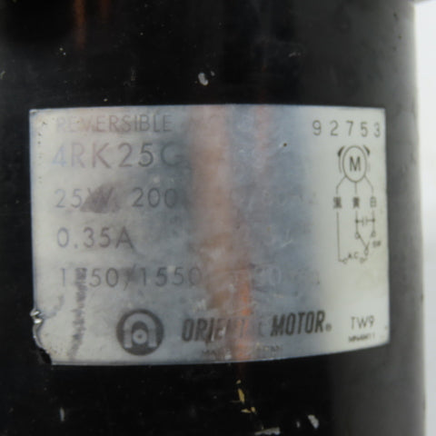 Oriental Motor 4RK25GK-C2 Reversible AC Electric Motor 200V 25W 1250/1550RPM