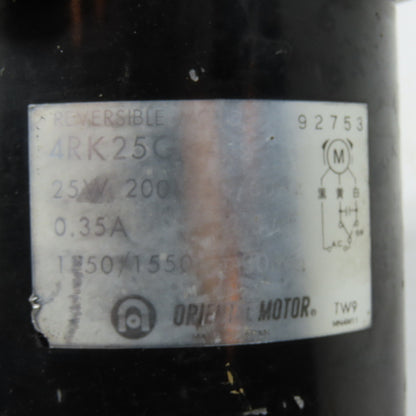 Oriental Motor 4RK25GK-C2 Reversible AC Electric Motor 200V 25W 1250/1550RPM