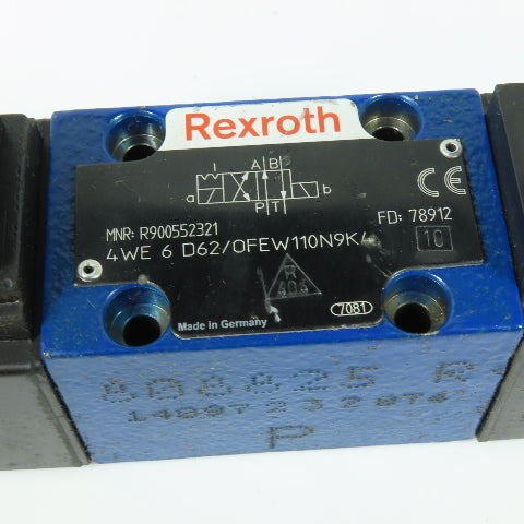 Rexroth 4WE 6 D62/OFEW110N9K4 4/2 Directional Spool Valve 110/120V