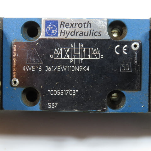 Rexroth 4WE 6 J61/EW110N9K4 4/3 Directional Spool Valve 110/120V