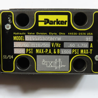 Parker D1VW030BNYW Directional Control Solenoid Valve 120V 110V
