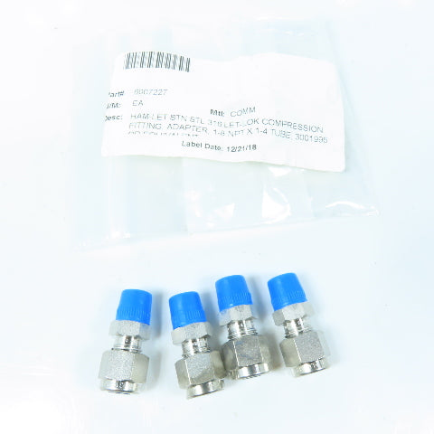 Ham-Let Let-Lok Compression Fitting Adapter 1/8" NPT x 1/4" Tube Lot Of 4
