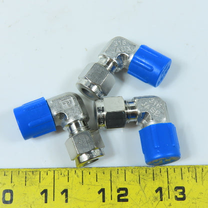 Parker 1/4" NPT x 1/4" Compression Stainless Steel Fitting Elbow 90° Lot Of 3