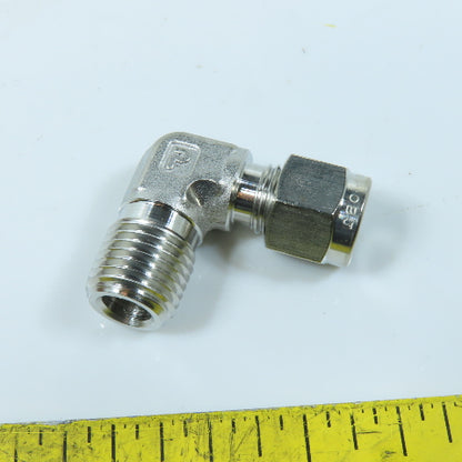 Parker 1/4" NPT x 1/4" Compression Stainless Steel Fitting Elbow 90° Lot Of 3