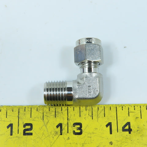 Parker 1/4" NPT x 1/4" Compression Stainless Steel Fitting Elbow 90° Lot Of 3