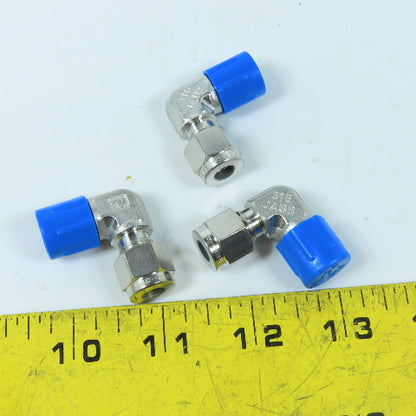 Parker 1/4" NPT x 1/4" Compression Stainless Steel Fitting Elbow 90° Lot Of 3