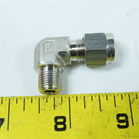 Parker 6007233 Compression Fitting Elbow Lot 1/4 Tube x 1/8 NPT Male Lot Of 3