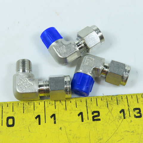 Parker 6007233 Compression Fitting Elbow Lot 1/4 Tube x 1/8 NPT Male Lot Of 3