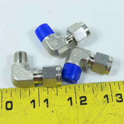 Parker 6007233 Compression Fitting Elbow Lot 1/4 Tube x 1/8 NPT Male Lot Of 3