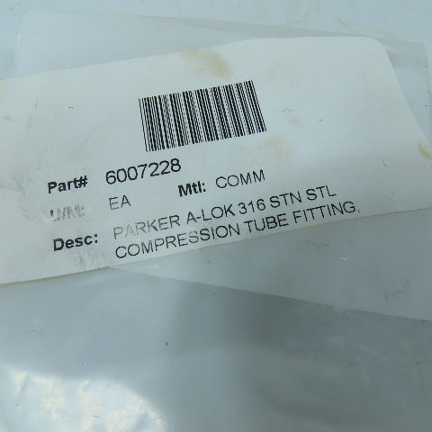 Parker A-LOK 1/4" Stainless Steel Compression Tube Fitting Nuts Lot Of 5