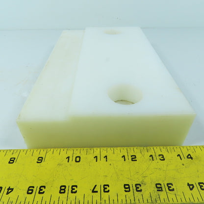 250mm x 150mm x 45mm White UHMW Wear Plate 20mm Holes