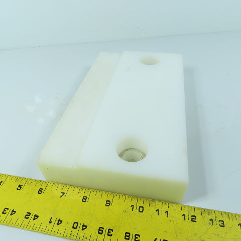 250mm x 150mm x 45mm White UHMW Wear Plate 20mm Holes
