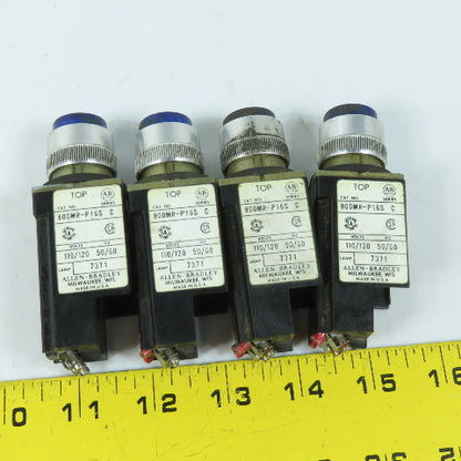 Allen Bradley 800MR-P16S 110/120V Blue Pilot Light Lot Of 4