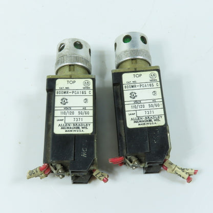 Allen Bradley 800MR-PGA16S 110/120V Green Illuminated Push Button Lot Of 2
