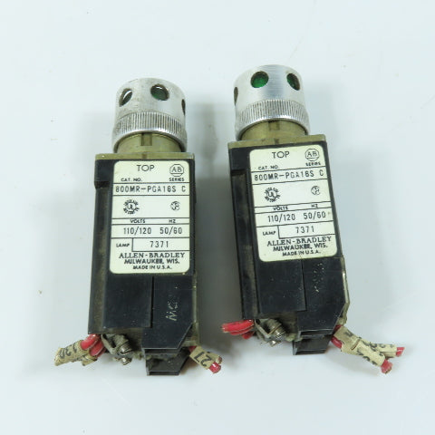 Allen Bradley 800MR-PGA16S 110/120V Green Illuminated Push Button Lot Of 2