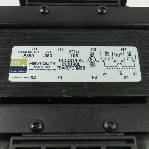 Hevi-Duty E350 0.350KVA Industrial Control Transformer 220/480V Pri 110/120V Sec
