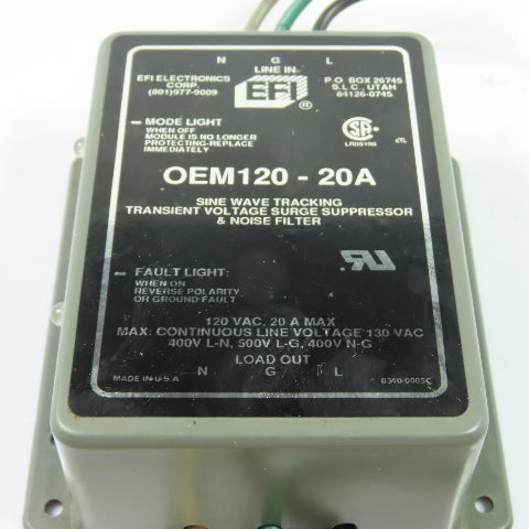 EFI Electronics OEM120-20A Surge Suppressor & Noise Filter 120V 20A