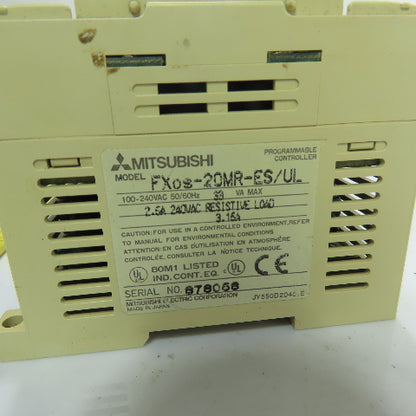 Mitsubishi FX0S-20MR-ES/UL Programmable Controller 100-240VAC 14 Input 8 Output