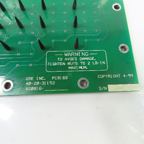 GSE Inc. 663 Keypad Membrane Control Board PC816B 40-20-31152