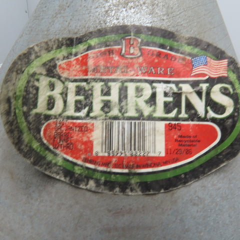 Behrens 945 Galvanized Barrel Funnel with Threads 2" NPT Connection