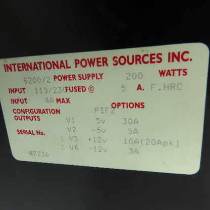 International Power Sources S200/2 Power Supply Module 200W 115/230VAC