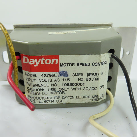 Dayton 4X796E Motor Speed Control 115VAC 5A Max 50/60Hz Dial Panel Mount