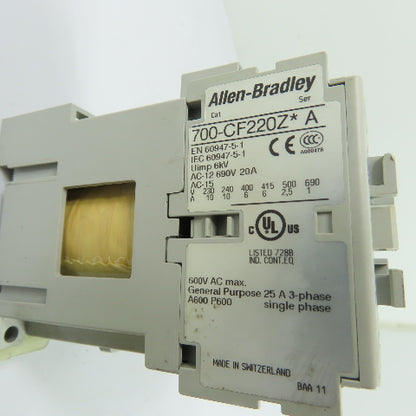 Allen-Bradley 700-CF220Z* A Industrial Control Relay 600VAC Max 25A Ser A