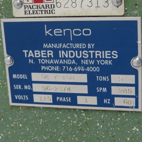 Kenco 5K-7-150 5-Ton Punch Press 115V 1Ph 1/2HP 1-1/2" Stroke 4-1/4" Throat