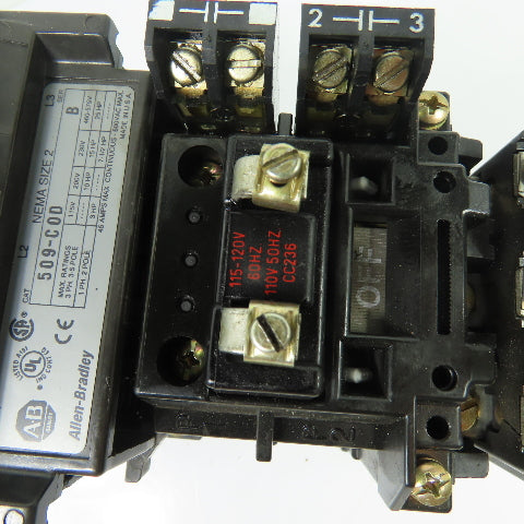 Allen-Bradley 509-C0D NEMA Size 2 Magnetic Motor Starter 120V Coil 45A 600VAC