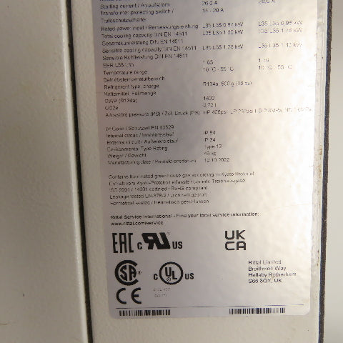 Rittal SK 3305510 115V 60Hz 1Ph TopTherm Enclosure Cooling Unit 1.76kW