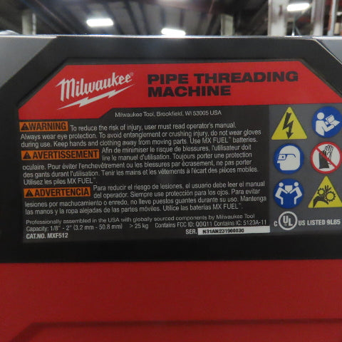 Milwaukee MXF512 MX Fuel Cordless Pipe Threading Machine W/Battery& Charger